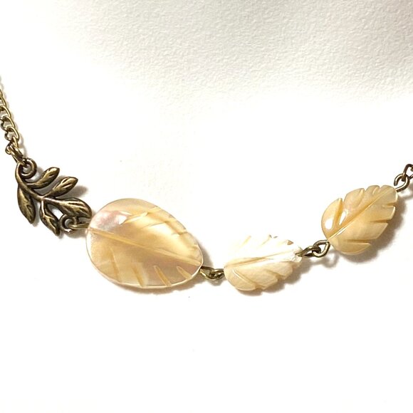 2/$20, Mother of Pearl Leaf Branch Bronze Necklace - Picture 2 of 13